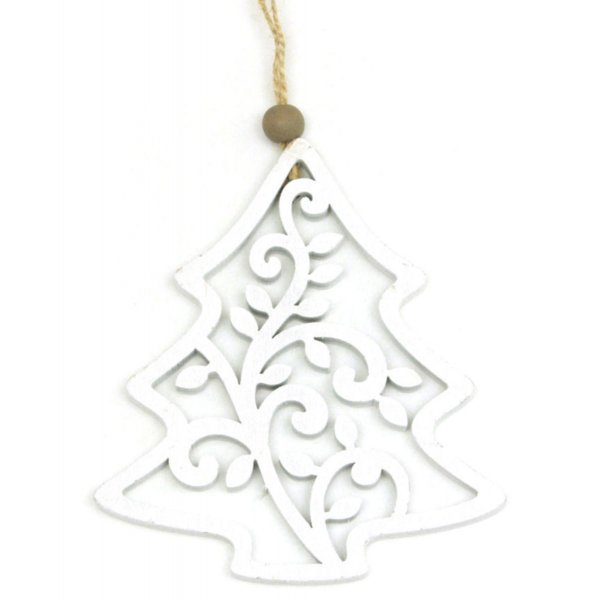 Χριστουγεννιάτικο Σκαλιστό Δέντρο, Λευκό (12cm)